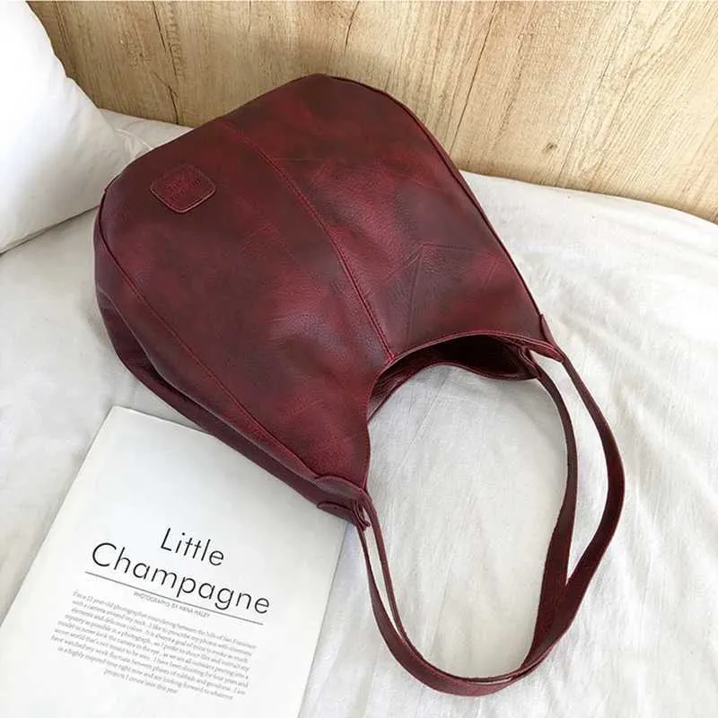 Women Vintage Shoulder Bag Designers PU Leather Handbags Female Top-handle Hobo Bags Fashion Brand Large Capacity_voghion.com