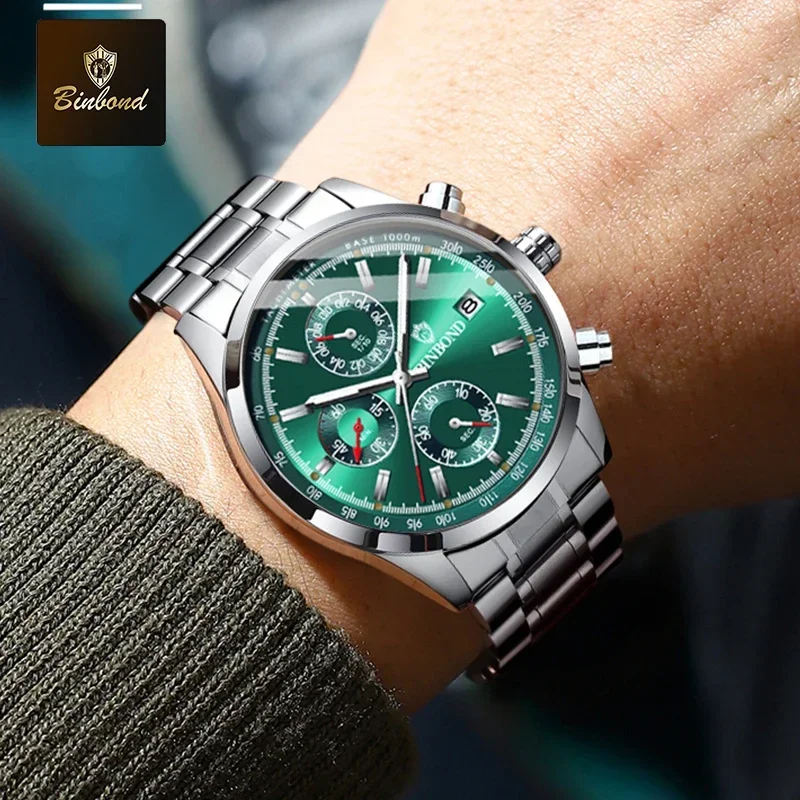 Luxury Quartz Watch For Men Automatic Date Waterproof Chronograph_voghion.com