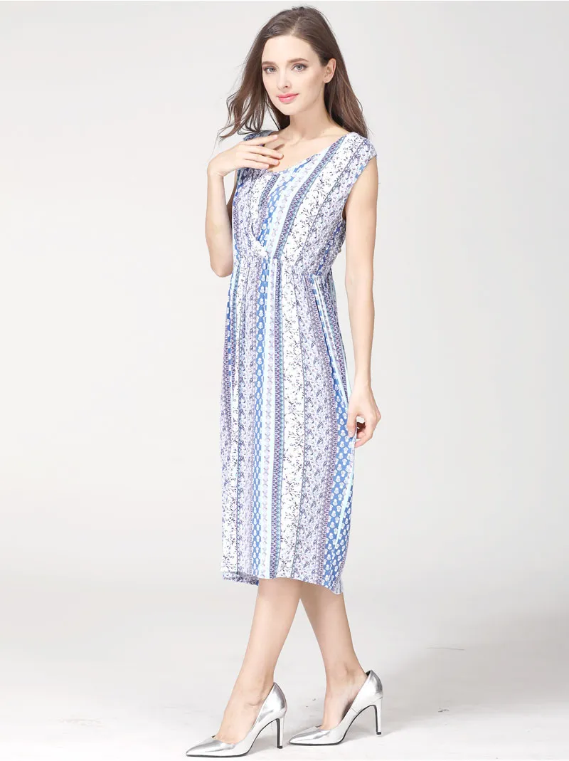 2024 New VNeck Summer Breastfeeding Dresses Sleeveless Dress for Pregnant Women Maternity Clothes_voghion.com