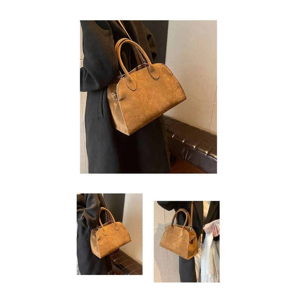 Borsa a mano retrò di grande capacità, nuovo stile, in pelle scamosciata leggera, alla moda francese, a tracolla singola, da donna, stile da strada_voghion.com