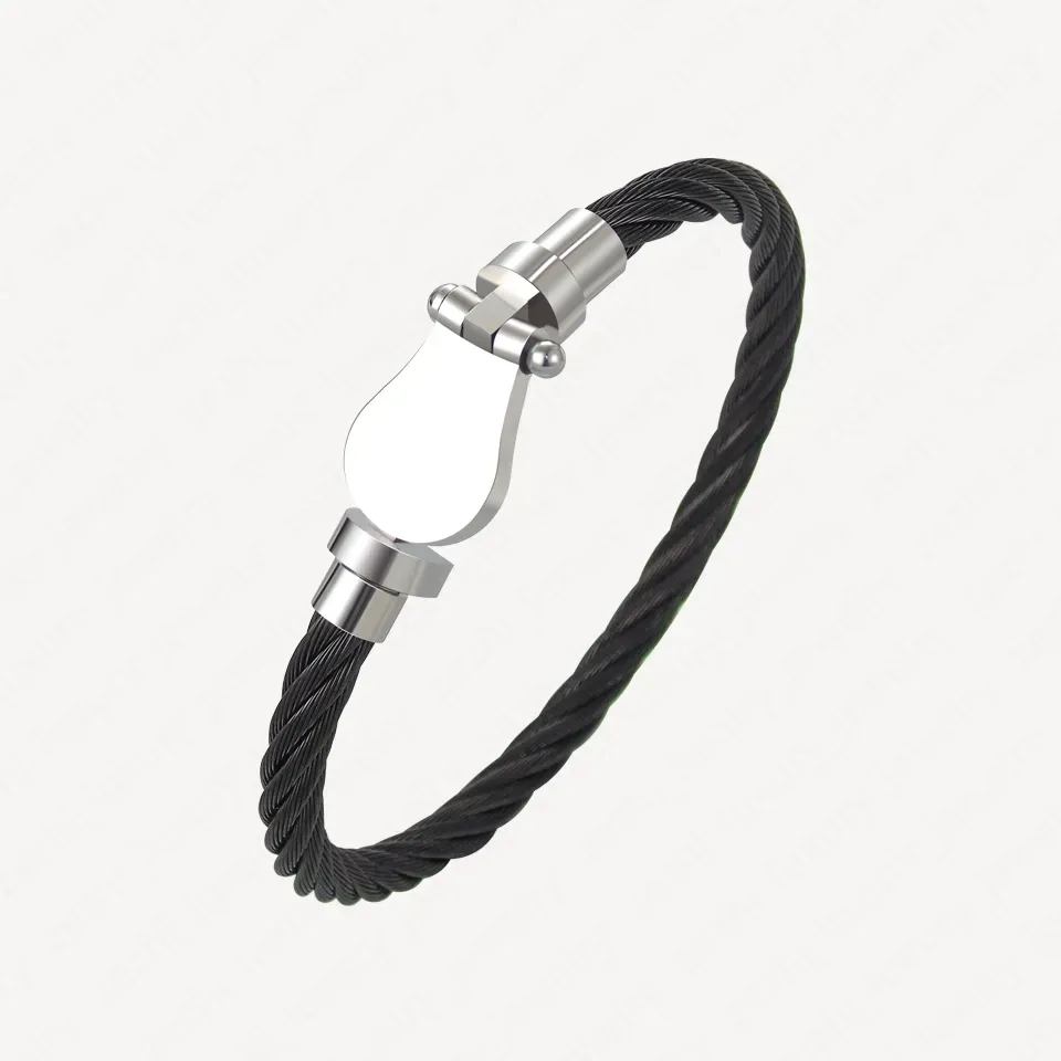 nieuw Modemerk Horseshoe Cable Armbanden Wit Goud Verguld Zwart sier Armband Voor Mannen Vrouwen Accessoires Sieraden_voghion.com