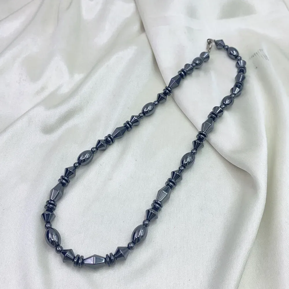Collier de guérison en hématite avec breloques pour hommes et femmes, perles en pierre naturelle, thérapie, soulagement de l'anxiété, yoga, ras du cou, bijoux_voghion.com