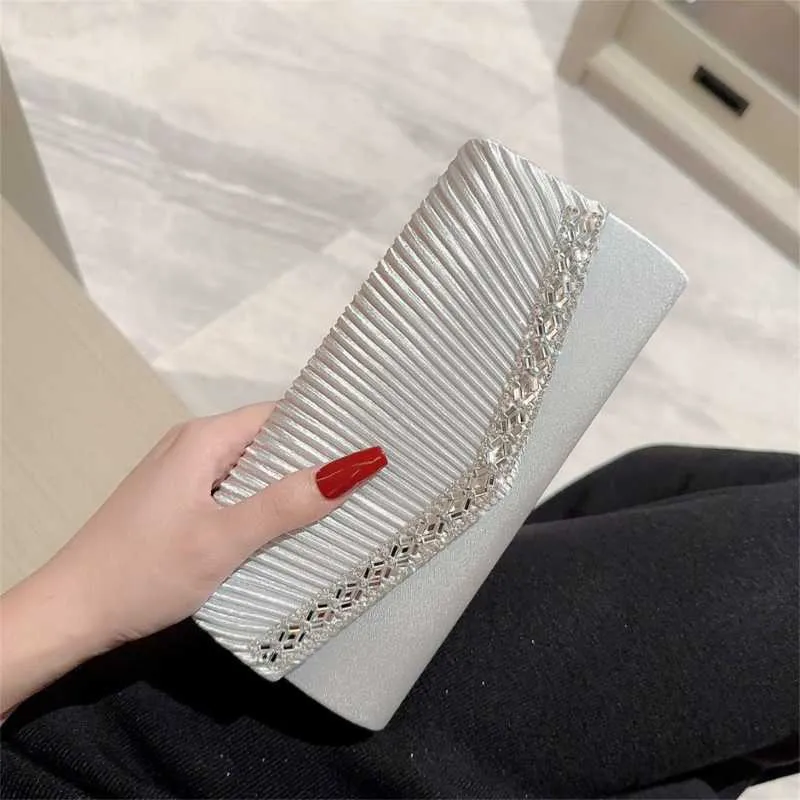 Stilvolle Damen Plissee Abend Clutch Handtasche Schulter Umhängetaschen Hochzeit Abschlussball Party Geldbörse mit Abnehmbarem_voghion.com