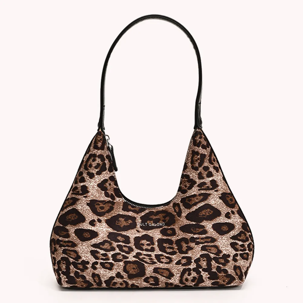 Sac à main en daim imprimé léopard pour femme, sac à bandoulière avec fermeture éclair, style rétro tendance, pour le travail et les courses_voghion.com