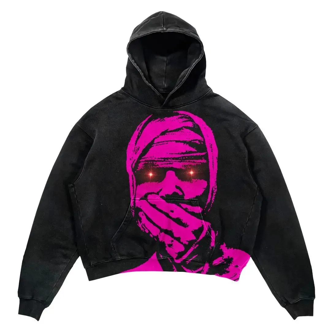 Designer Totenkopf Haruku Übergroßer Buchstabendruck Hochwertiger Hoodie Vintage Streetwear Sweatshirt Goth Jacke Y2k Hoodies Damen 240131_voghion.com