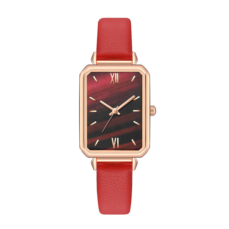 Temperament Student Uhr frauen Kleine Quadratische Uhr Quarz uhr lederband_voghion.com
