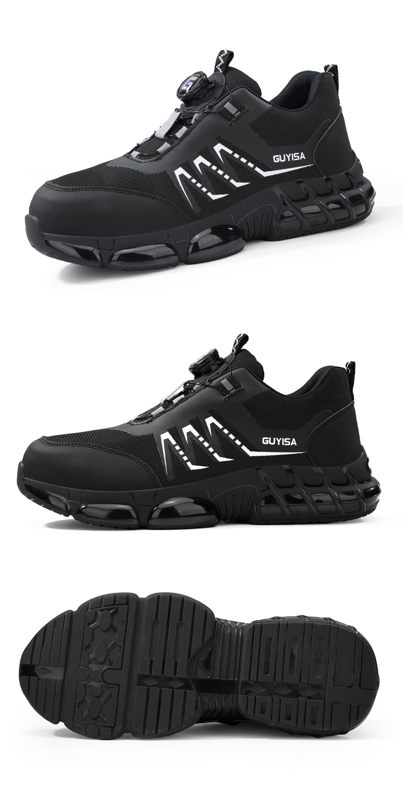 Scarpe antinfortunistiche GUYISA con punta in acciaio, scarpe da lavoro da uomo di alta qualità, leggere, alla moda e comode 5025bk_voghion.com