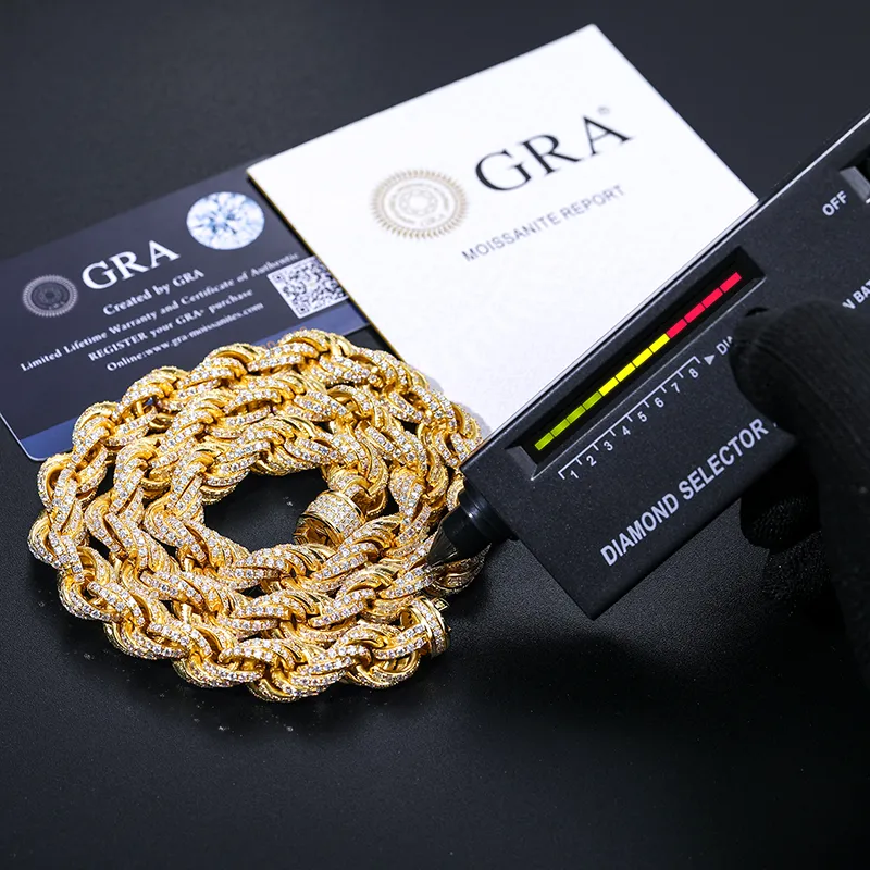 Dropshipping Pass Diamond Tester Iced Out Moissanite Rope Chain Lab Gemstone Twist Κολιέ Sterling Sier για Άνδρες Hiphop_voghion.com