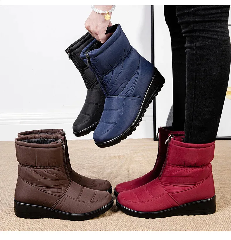 Platform Waterproof Snow Women Winter Thick Plush Ankle Boots Woman Non Slip Warm Cotton Padded Shoes Ladies 240820_voghion.com