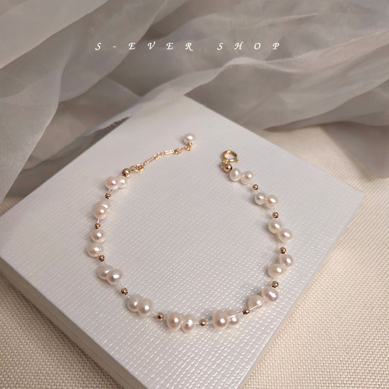 Natural Freshwater With Niche Design, Color Preserving Electroplated Bracelet, Hand Woven Fancy Pearl Bracelet_voghion.com