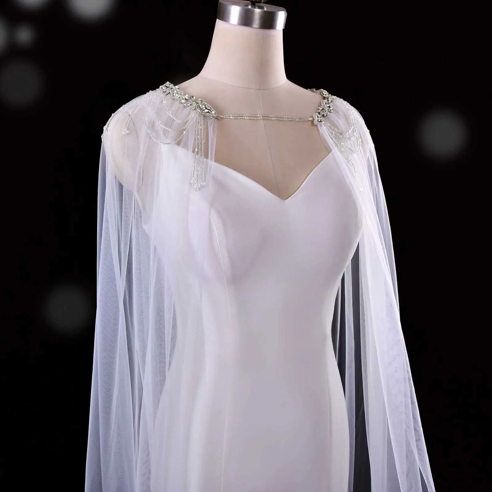 Hårsmycken Dam VG83 Lång Katedralbrudmantel Slöja Bröllopsaccessoarer för Brud Bolero Sjal Mjuk Kväll_voghion.com
