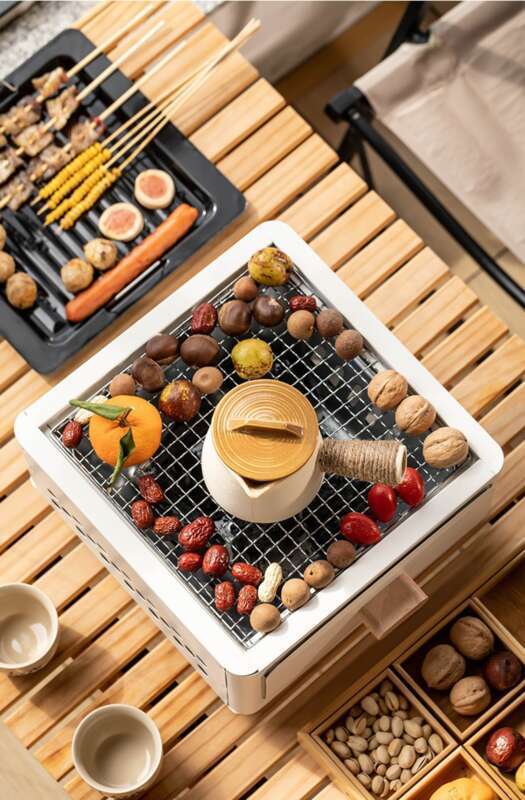 A Must-have For Outdoor Feasts! Complete Set Of Charcoal Grill, Tea Maker, And Cooking Utensils_voghion.com