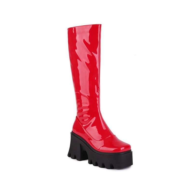 New long boots with round heads, thick soles and side zippers for women_voghion.com