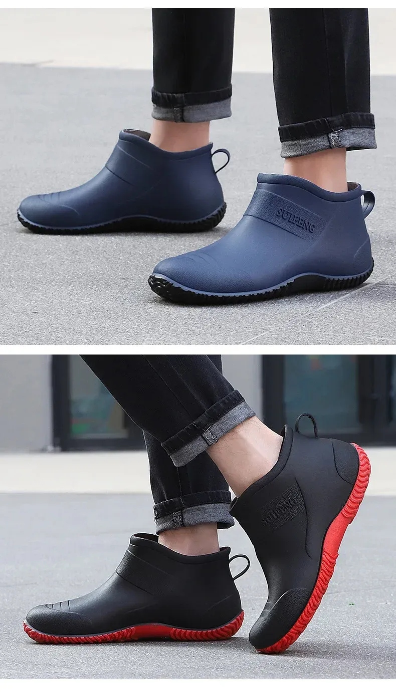Fashionable Unisex Men's Comfortable Work Rain Kitchen Non-slip Waterproof Special Shoes Outdoor Fishing Boots_voghion.com