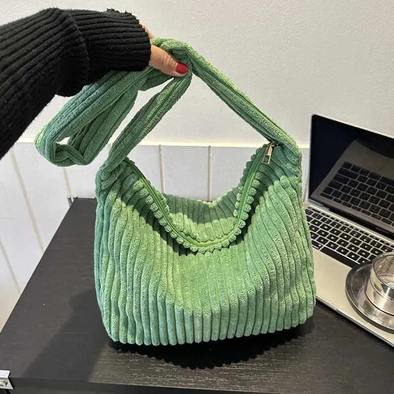 Borsa da designer Design semplice Borsa a tracolla in velluto a coste tinta unita Portafoglio e borsa a mano casual da donna_voghion.com