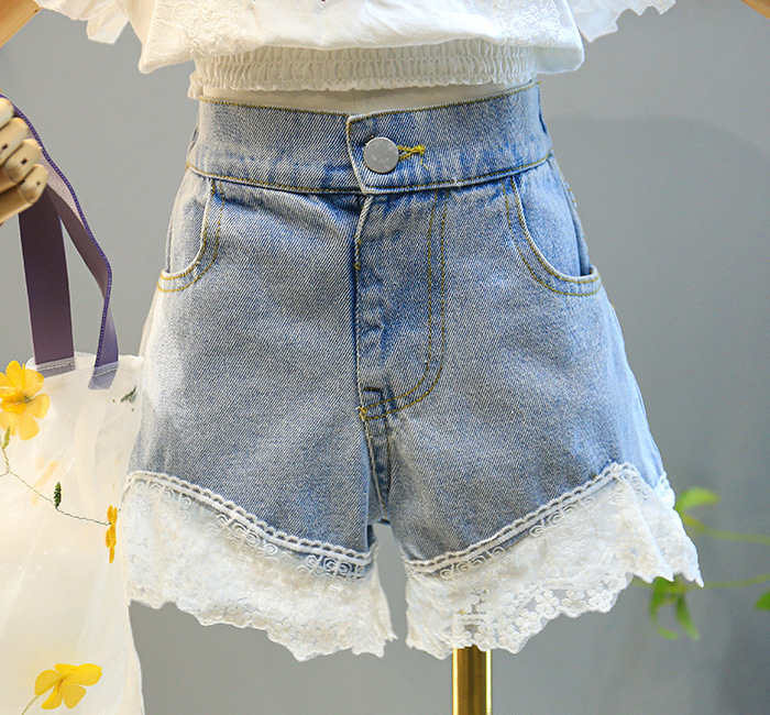 Mama & Copii haine copii vara nou fete costum top brodat la modă plus costum pantaloni scurți din denim_voghion.com