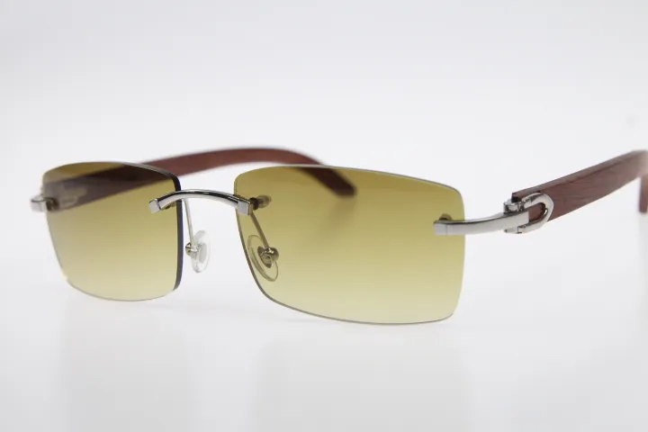 Rimless Wood Frame Men Sunglasses For Driving And Outdoors_voghion.com