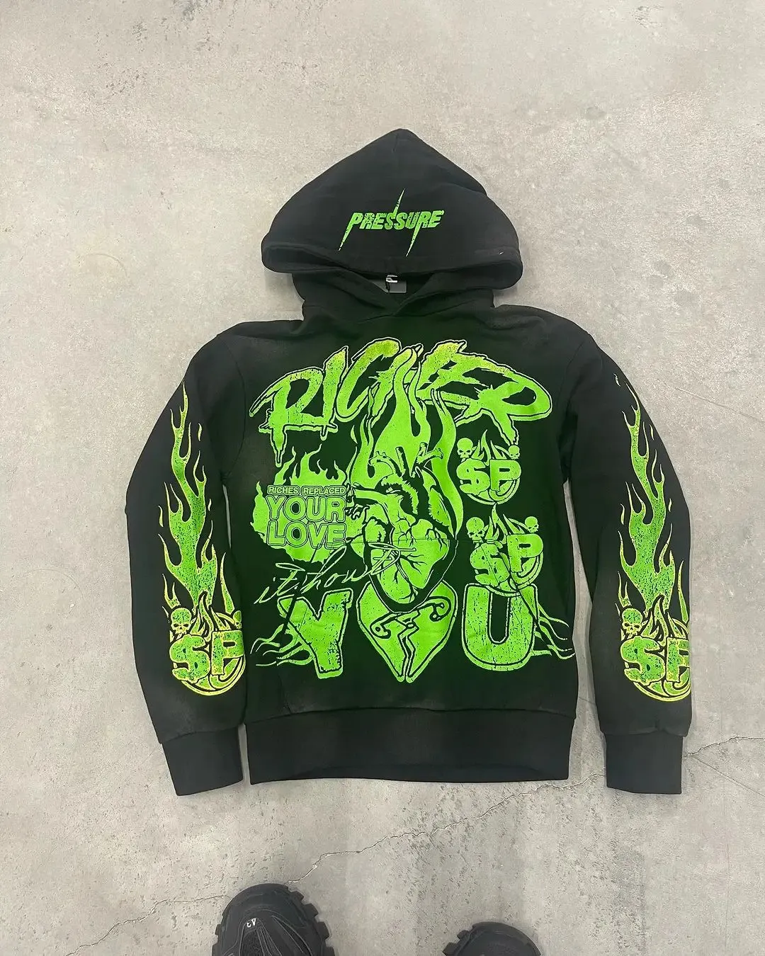 Amerikan Grafik Baskılı Kapşonlu Sweatshirt Peluş Kazak Haruku Vintage Y2K Sokak Giyimi Sokak Eşofman Takımı Erkek_voghion.com