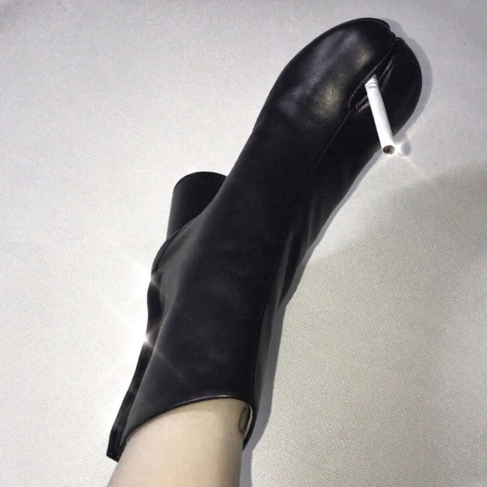 2024 marke Design Tabi Split Toe Chunky High Heel Stiefel Leder atos Mode Herbst Frauen Schuhe Botas Mujer_voghion.com