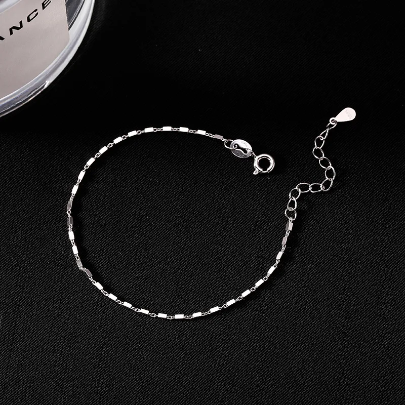 Link, Chain Bling Glitter Simple Thin Dainty Rose Gold Color Sterling Sier Adjustable Bracelet For Women Jewelry Korean_voghion.com