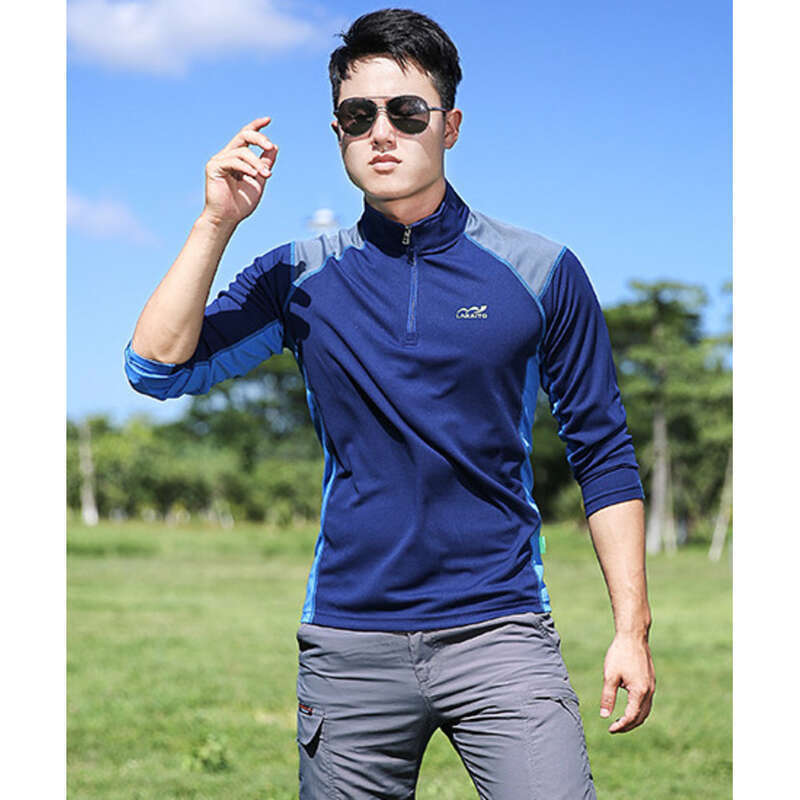 Outdoor Men's Long Sleeved T-shirt Color Blocked, Sweat Absorbing, Breathable Plus Size Sports Travel Hiking Quick_voghion.com