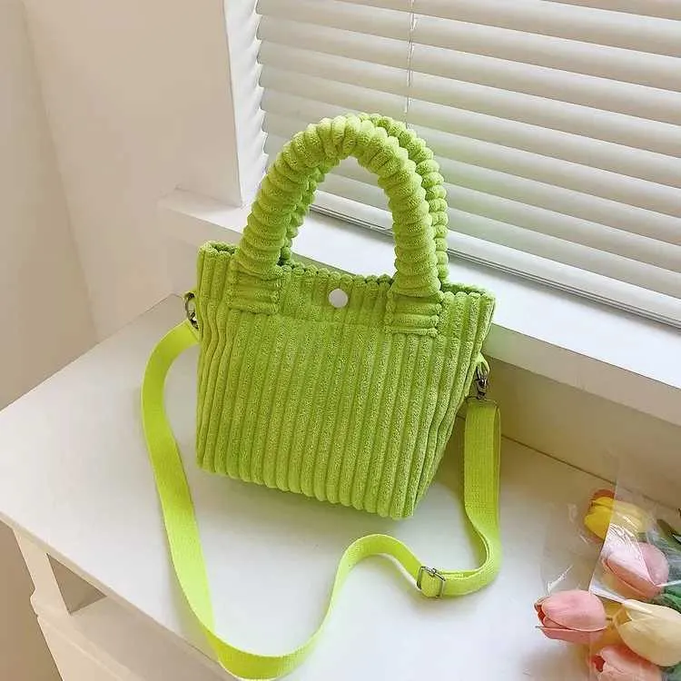 Designer-Tasche 2023 Nische Corduroy Bucket Neue Herbst- und Wintermode Cross Body Umhängetasche Süß Vielseitiger Plüsch_voghion.com