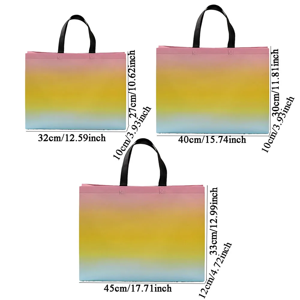 Foldable Laser Shopping Reusable Eco Tote Business Clothing Waterproof Fabric Non-woven Bag Travel Storage Handbag_voghion.com