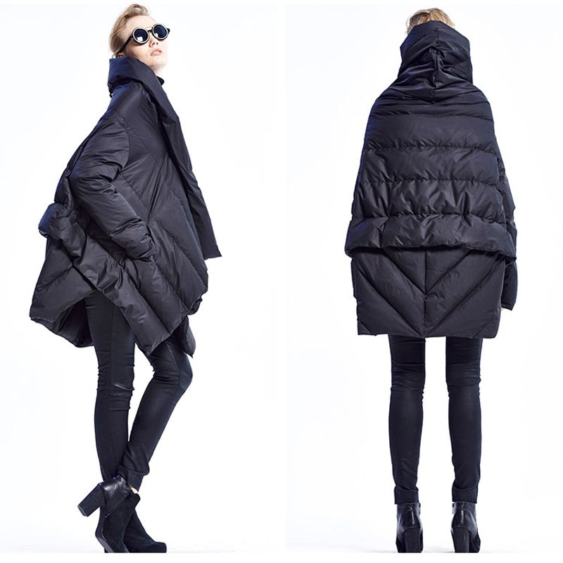 Piumino bianco da donna, scialle largo e spesso, di media lunghezza e taglie forti_voghion.com