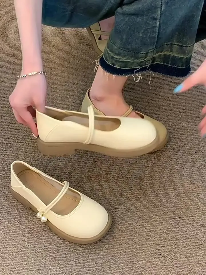 Damen Mary Jane Ballerinas Aus Echtem Leder Für Den Frühling_voghion.com