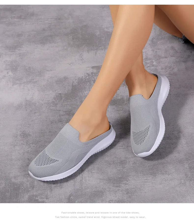 2022 NEW Mesh Slip-On Shoes Sneakers Women Summer Casual Slippers Lightweight Big Size Breathable_voghion.com