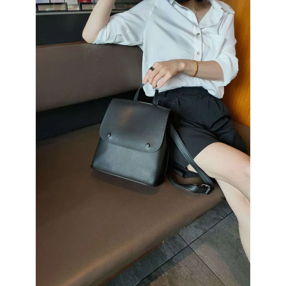 Sac à dos en cuir de vache pour femme, sac à bandoulière de style coréen avec bouton de couleur, sac de loisirs pour collège de haute qualité_voghion.com