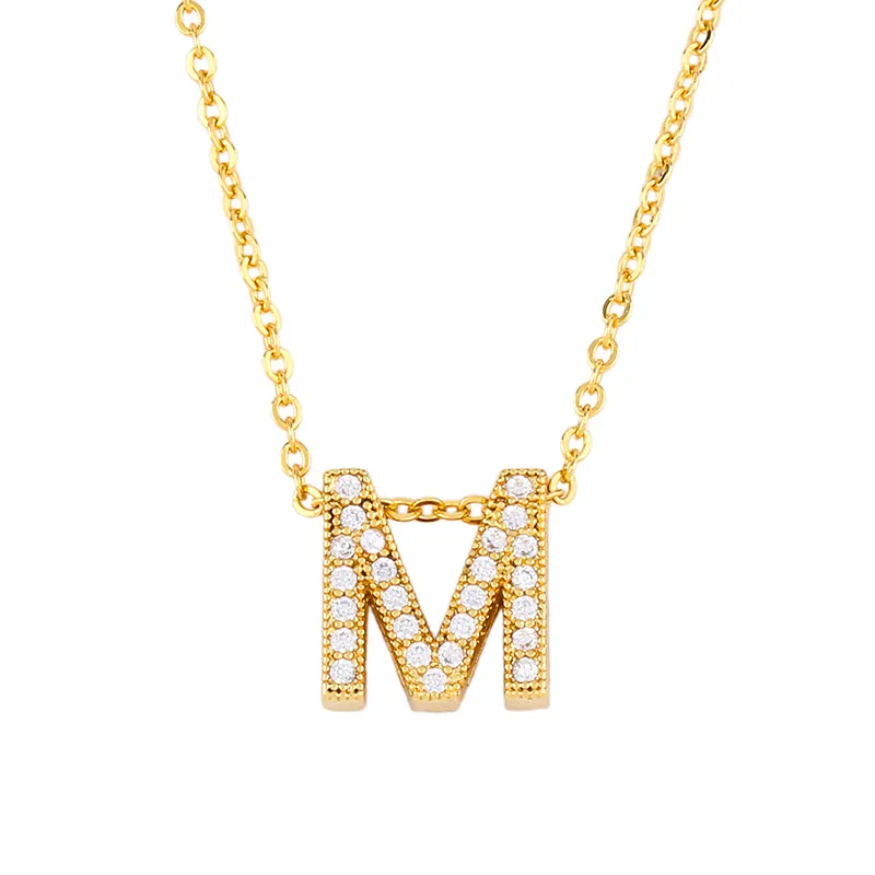 Initial Letter Necklace Pendant Gold Alphabet A To Z Personalised_voghion.com