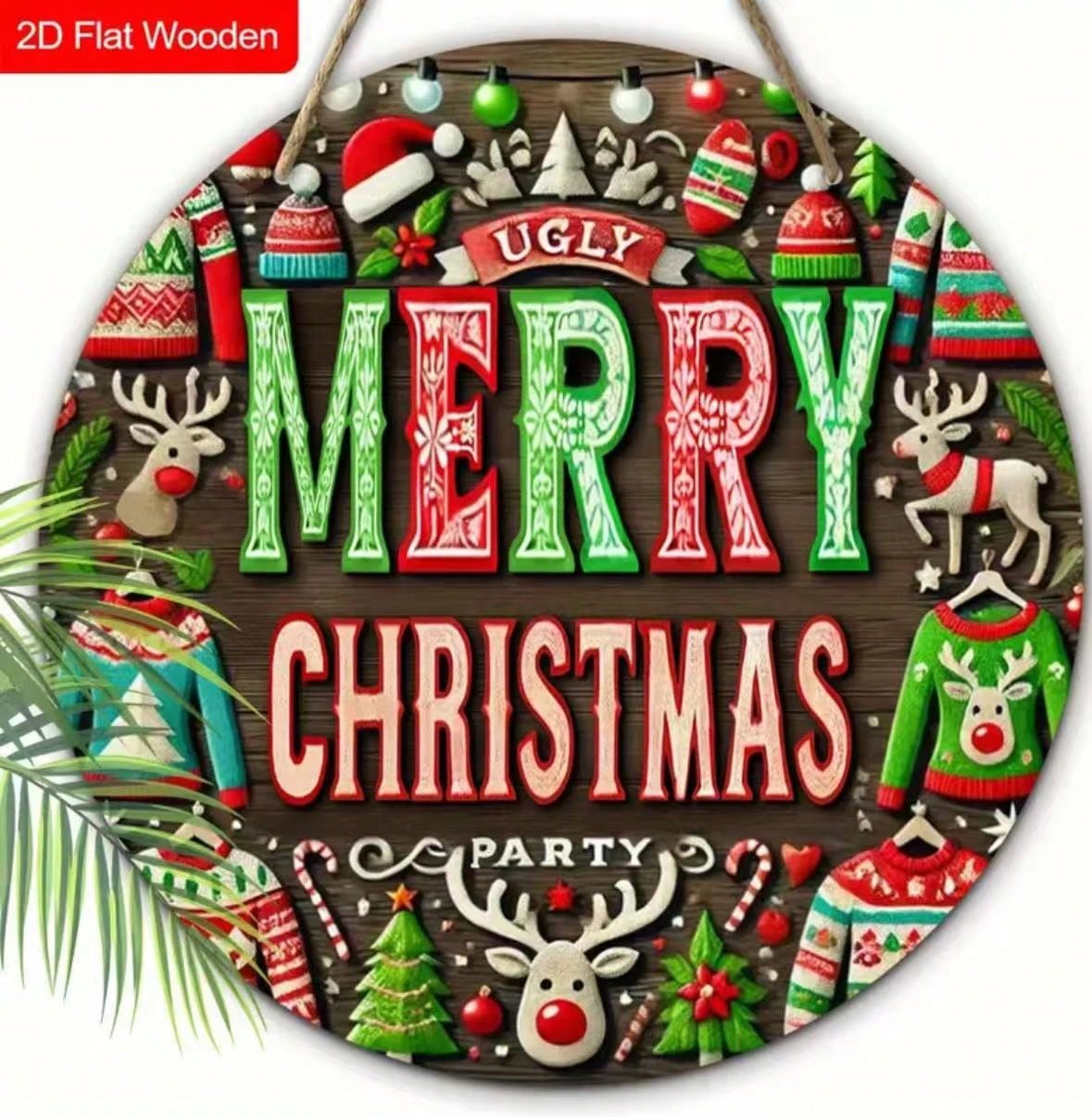 Vrolijke kerstversiering, houten deurhanger of tafelversiering, geschikt voor thuis, kantoor, tuin, kerstfeestdecoratie, cadeau, kerstdecoratie_voghion.com