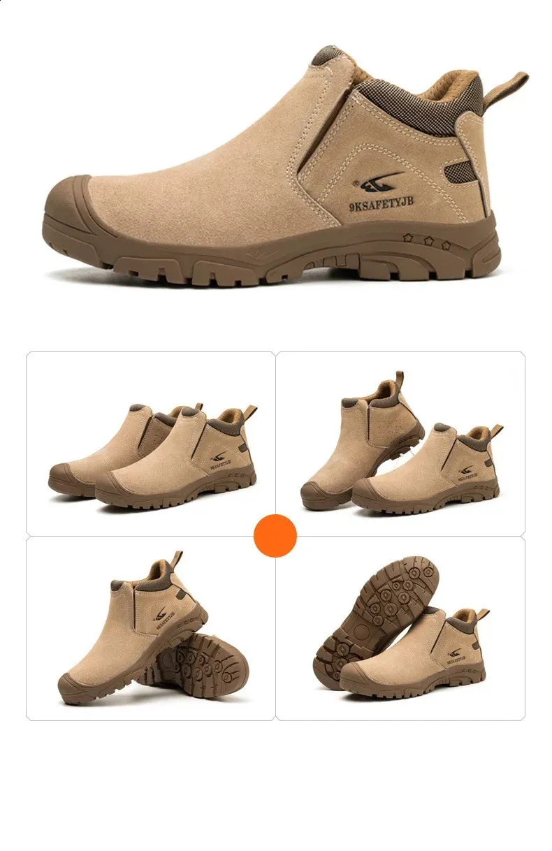 Chaussures de sécurité légères et antidérapantes pour hommes, avec embout en acier respirant et semelle en caoutchouc incassable, 240918_voghion.com