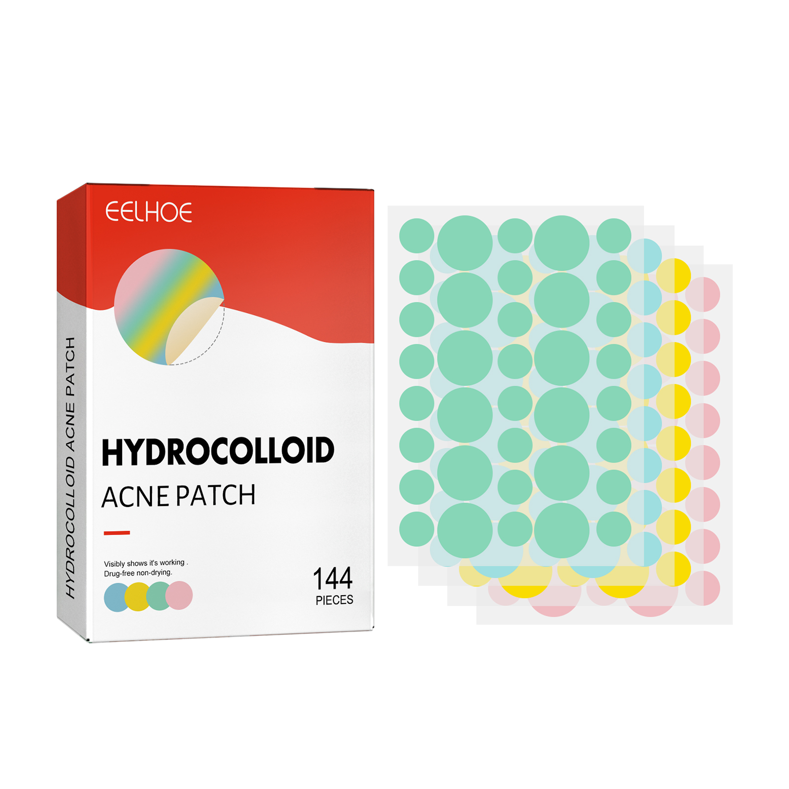 EELHOE Hydrocolloid Acne Patch, Mild Non-Irritant Lightening Acne Pimples Closed Mouth Improve Acne Muscle Hydrocolloidal Acne Patch_voghion.com