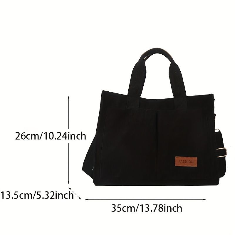 Damen-Cord-Einkaufstasche, große Kapazität, Handtaschen für Frauen, Pendeln, Damentasche, Messenger-Umhängetasche,_voghion.com
