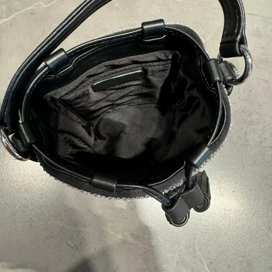 10a Quality Designer Rhinestone Bucket Shiny Calfskin Leather Top Handle Gold Hardware Drawstring Closure Shoulder Bags_voghion.com