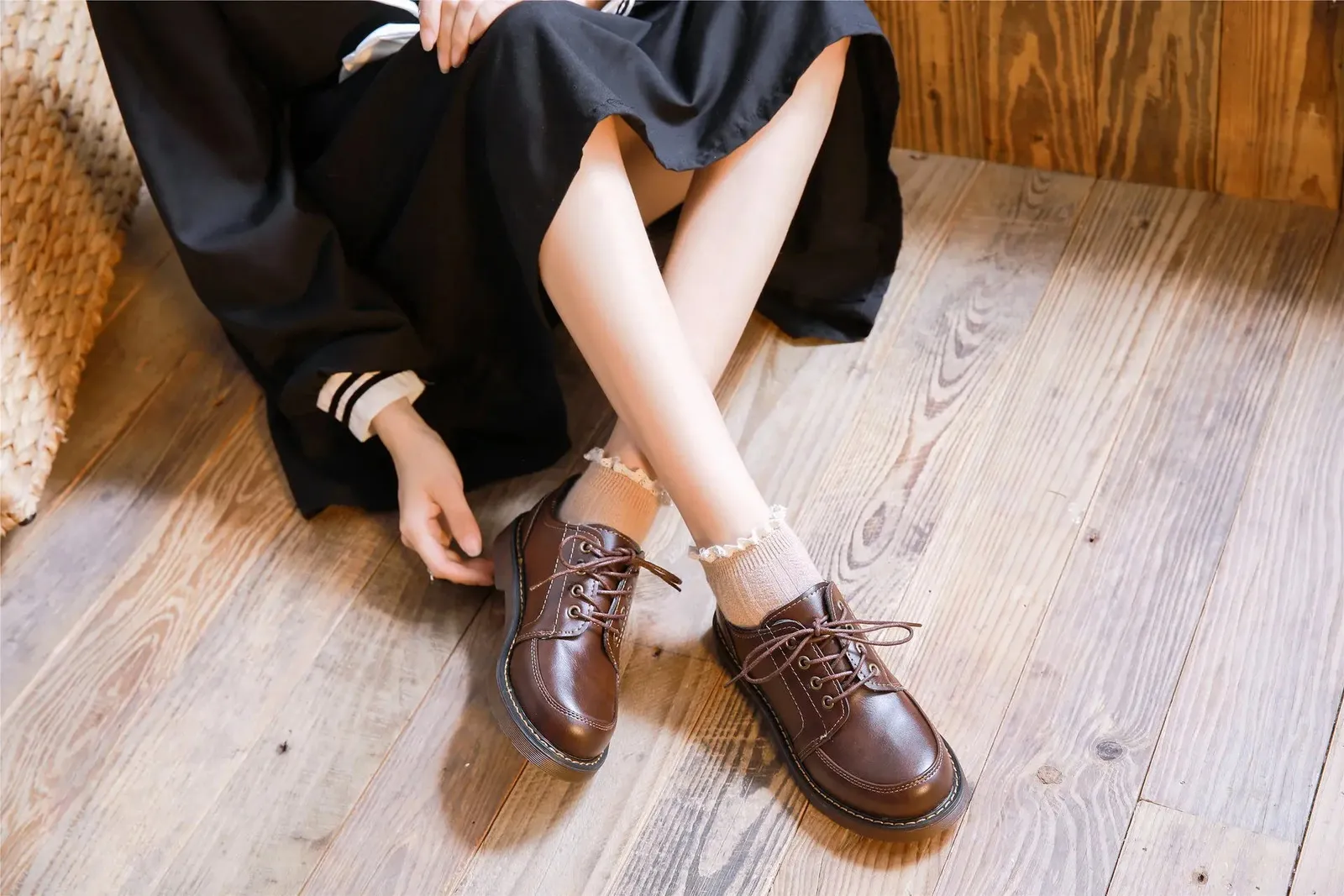 Women's Lace Up Platform Oxfords Flat Shoes Breathable Casual_voghion.com