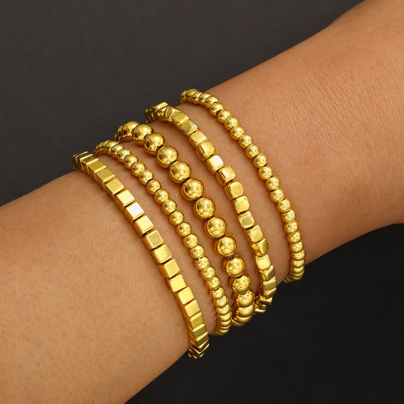 Semplice stile classico, braccialetti unisex in lega di perline di colore solido_voghion.com