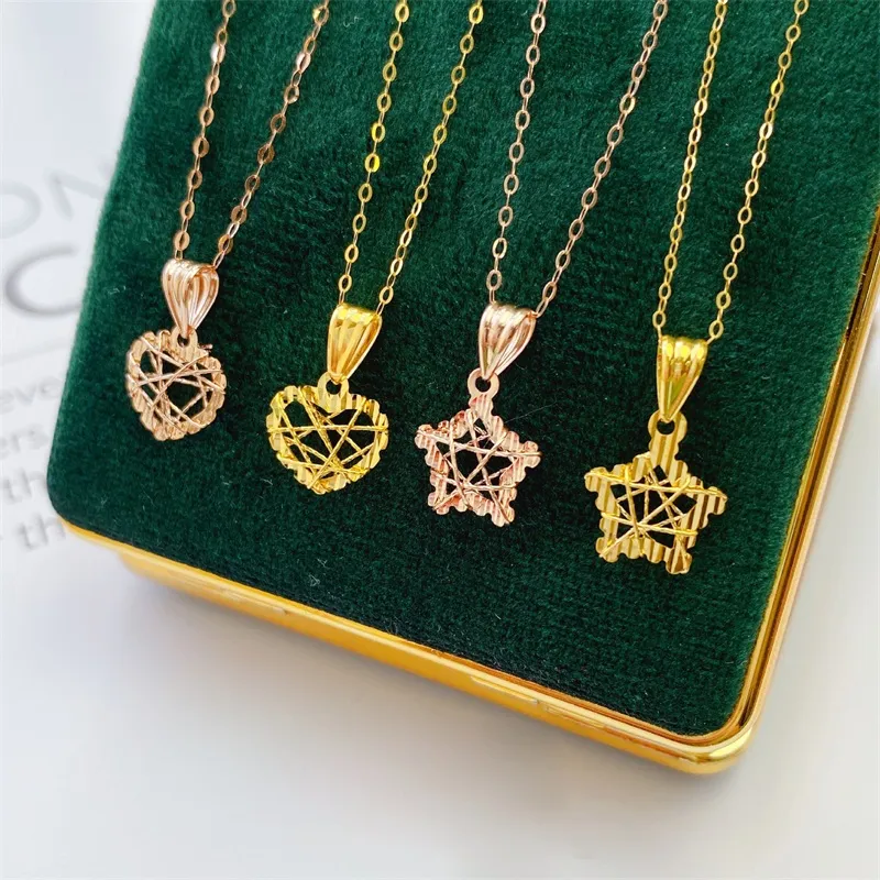 Ketting met hanger met hol hart en ster in roségoud voor dames_voghion.com
