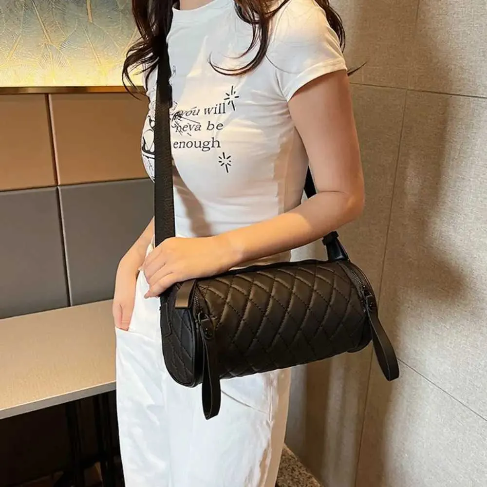 Borsa a secchiello stile coreano con tracolla singola, stile casual, in stile Cyder Oxford con cerniera e cuscino, per ragazze C241214_voghion.com