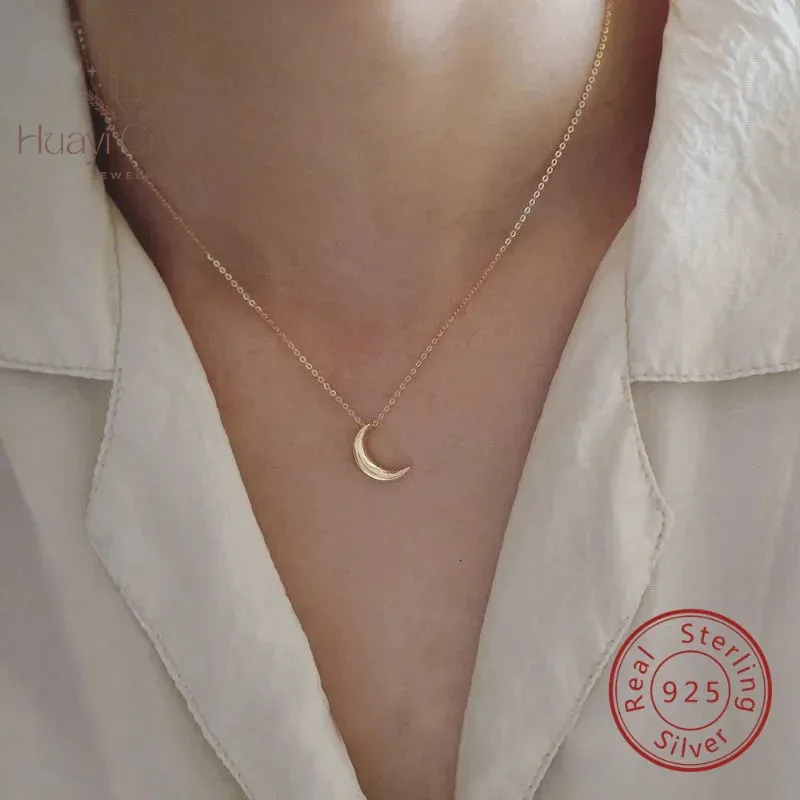 Collana con ciondolo in oro k allmatch, piccola luna, elegante, placcata in argento sterling 14K, con piastra leggera, entrata Lux 240119_voghion.com