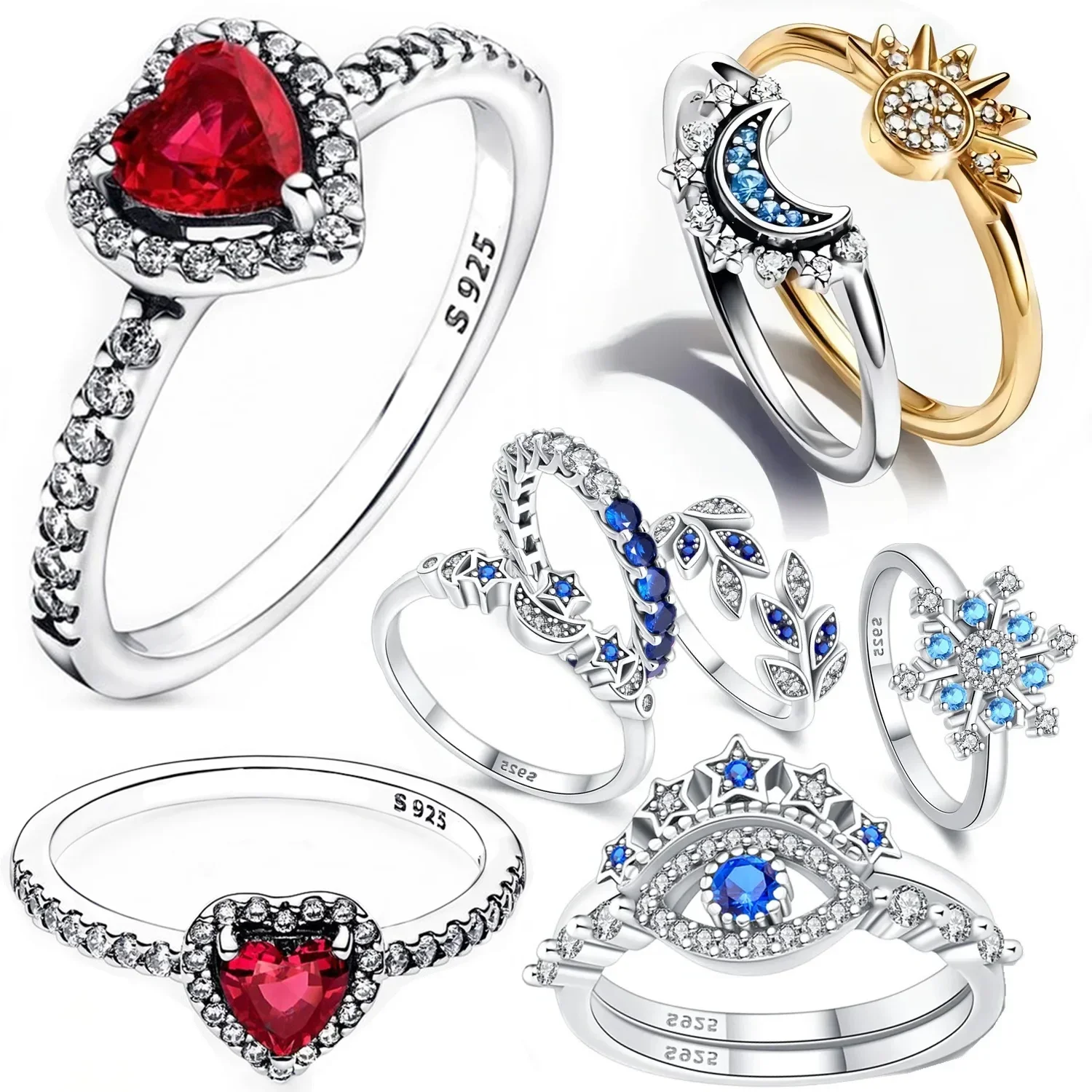 2025 New Arrivals Valentine's Day Red Heart Sier Ring for Women Design Original Sparkling Zircon Rings Festival Jewelry Gift