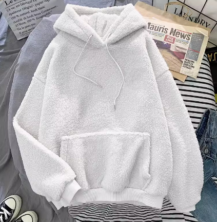 Damenbekleidung, verdicktes Sweatshirt aus Lammfell und Samt für Damen, lockeres Pullover-Sweatshirt aus Lammfell für Damen_voghion.com