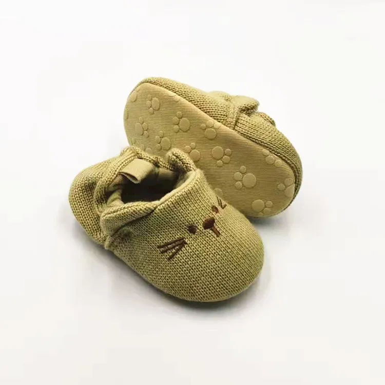 Adorabil pentru sugari Toddler băiat fată tricotată pătuț pantofi Cutefeet drăguț desene animate anti-alunecare Prewalker Baby papuci 0-18 luni_voghion.com