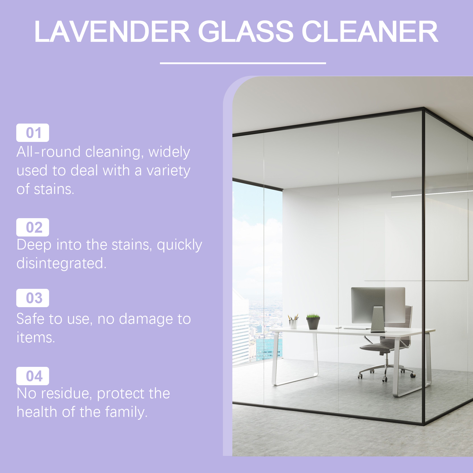 Jaysuing Lavender Scented Glass Cleaner Removes Dust, Dirt, Oil Stains And Cleaning Glass Household Cleaner_voghion.com