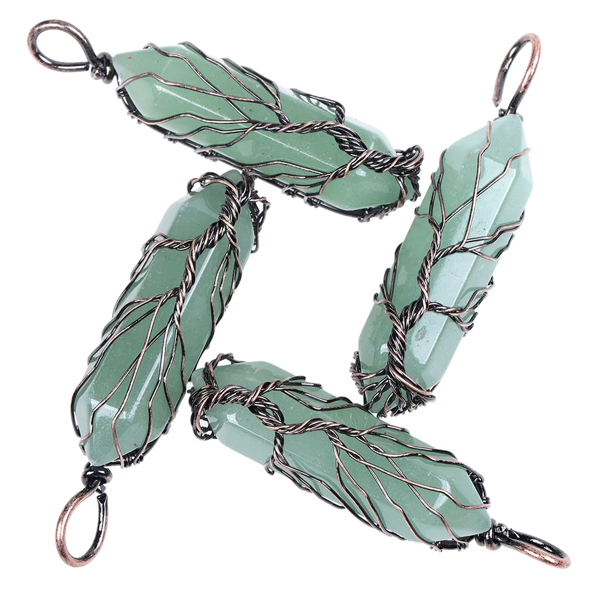 Collane con ciondolo in ametista naturale, pietra di cristallo curativa Reiki, colonna esagonale, bacchetta a doppia punta, collana fai da te_voghion.com