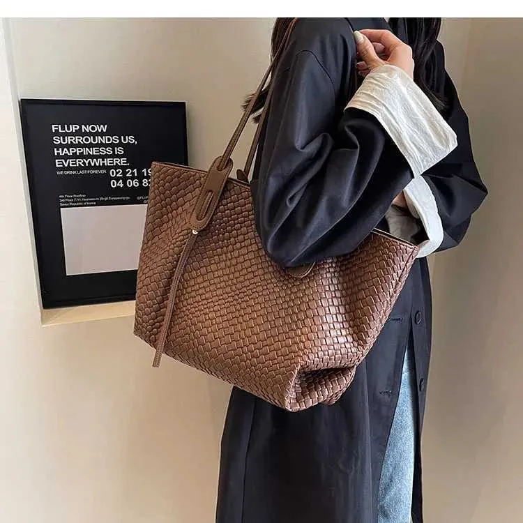 Borse a mano di grande capacità per le donne 2023 inverno PU pelle tendenza moda borsa a tracolla laterale vintage shopper shopping ufficio_voghion.com