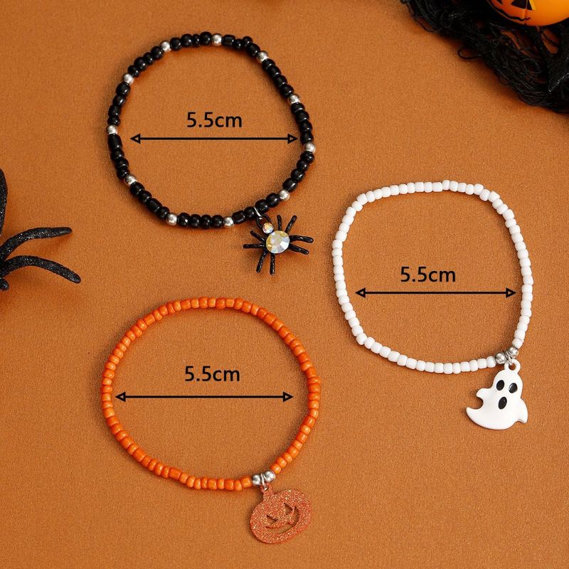 Braccialetto combinato di perline con ragno, fantasma, zucca e buffo simbolo di Halloween_voghion.com