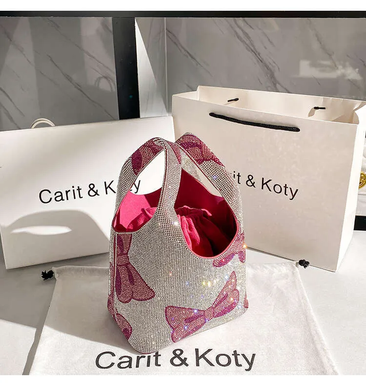 Borsa a tracolla da sera con stampa a fiocco con glitter e nodo, motivo a cartone animato, da donna_voghion.com